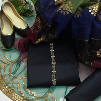 4-Piece Unstitched Multi Organza Dress – 9MM Foil Embroidered Dupatta with Kataan Silk Suit