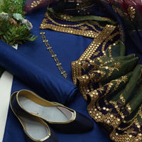 4-Piece Unstitched Multi Organza Dress – 9MM Foil Embroidered Dupatta with Kataan Silk Suit