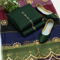 4-Piece Unstitched Multi Organza Dress – 9MM Foil Embroidered Dupatta with Kataan Silk Suit