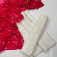 3-Piece Unstitched Summer Lawn Dress β Chikan Kari Shirt & Trouser with Sequin Chiffon Dupatta