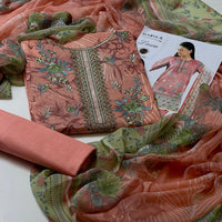 3-Piece Unstitched Lawn Suit – Digital Print Shirt & Chiffon Dupatta (Summer 2025)