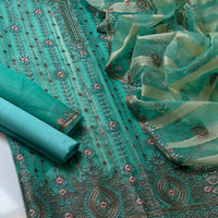3-Piece Organza Embroidered Dress – Jaal & Boring Work Dupatta with Kataan Silk Trouser