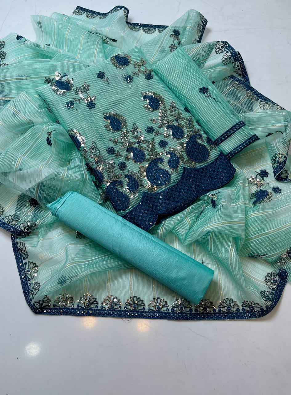 3-Piece Unstitched Khaddi Suit – Boring Work Shirt & Embroidered Jaal Dupatta