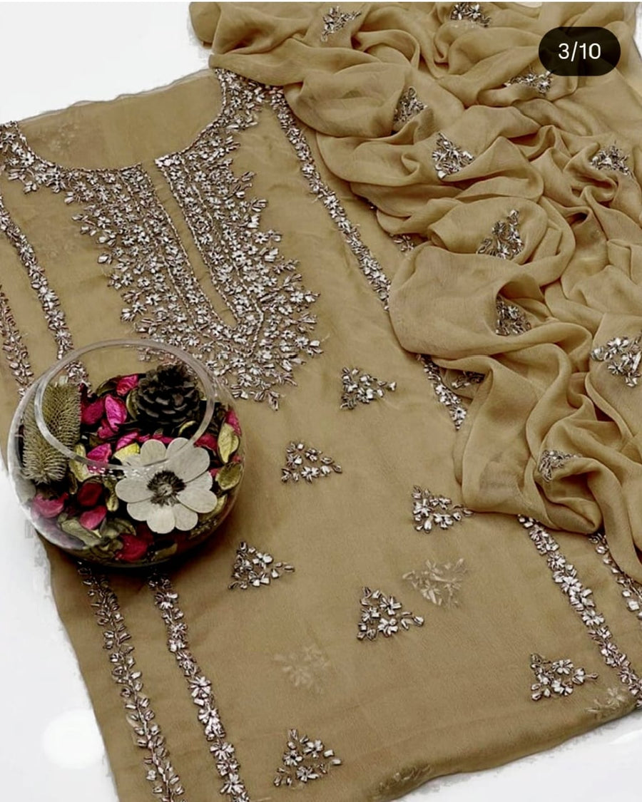 2-Piece Handmade Bember Crinkle Dress – Gotta Gala Bail Shirt & Boti Dupatta