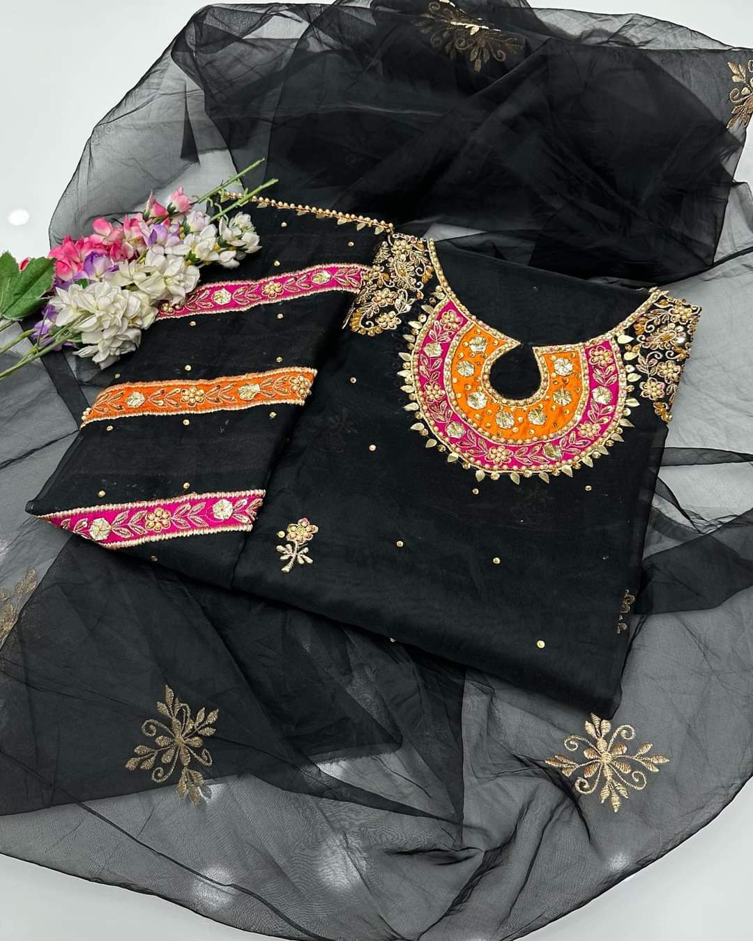2-Piece Organza Dress – Zaari & Gotta Handwork