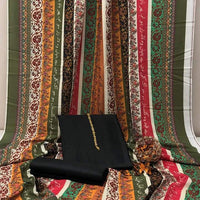New Collection 2025  Swiss lawn  calligraphy digital print duppta  Kathan silk plain shirt and trouser  3pc suit   With Neckline