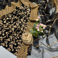 3-Piece Unstitched Dress – Chiffon Embroidered Shirt, Masoori Trouser & Organza Dupatta