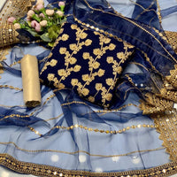 3-Piece Unstitched Dress – Chiffon Embroidered Shirt, Masoori Trouser & Organza Dupatta