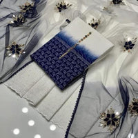 3-Piece Unstitched Die & Die Chikankari Suit – Indian Net Dupatta with Lace & Neckline