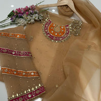 2-Piece Organza Dress – Zaari & Gotta Handwork
