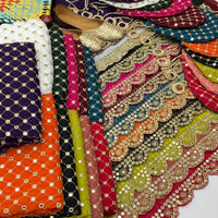 5-Piece Unstitched Fancy Chiffon Suit – Sheesha Zaari Work with Khussa & Potli Bag