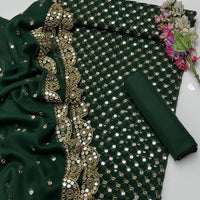 3-Piece Unstitched Fancy Chiffon Dress – Sheesha Zaari Embroidery with Border Dupatta
