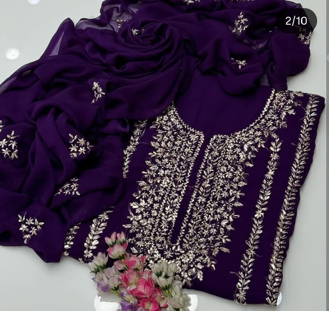 2-Piece Handmade Bember Crinkle Dress – Gotta Gala Bail Shirt & Boti Dupatta