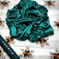 3-Piece Unstitched Fancy Dress – Shamooz Silk Embroidered Shirt with Indian Net Dupatta