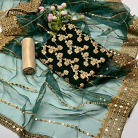 3-Piece Unstitched Dress – Chiffon Embroidered Shirt, Masoori Trouser & Organza Dupatta