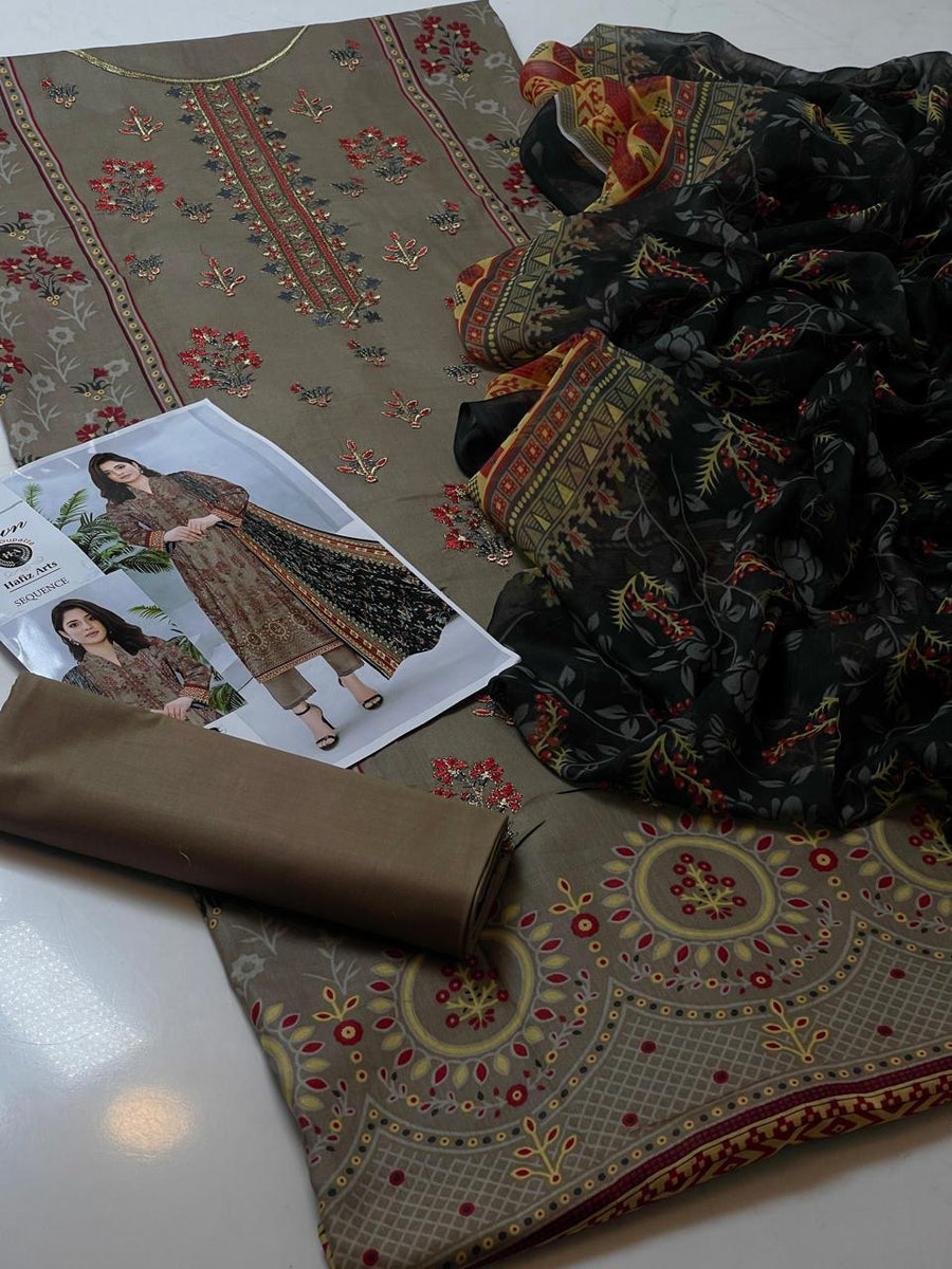 3-Piece Unstitched Lawn Suit – Digital Print Shirt & Chiffon Dupatta (Summer 2025)
