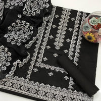3-Piece GTM Lawn Embroidered Suit – Chiffon Dupatta with Motif & Cotton Trouser