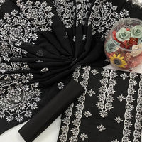 3-Piece GTM Lawn Embroidered Suit – Chiffon Dupatta with Motif & Cotton Trouser