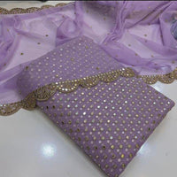 3-Piece Unstitched Fancy Chiffon Dress – Sheesha Zaari Embroidery with Border Dupatta