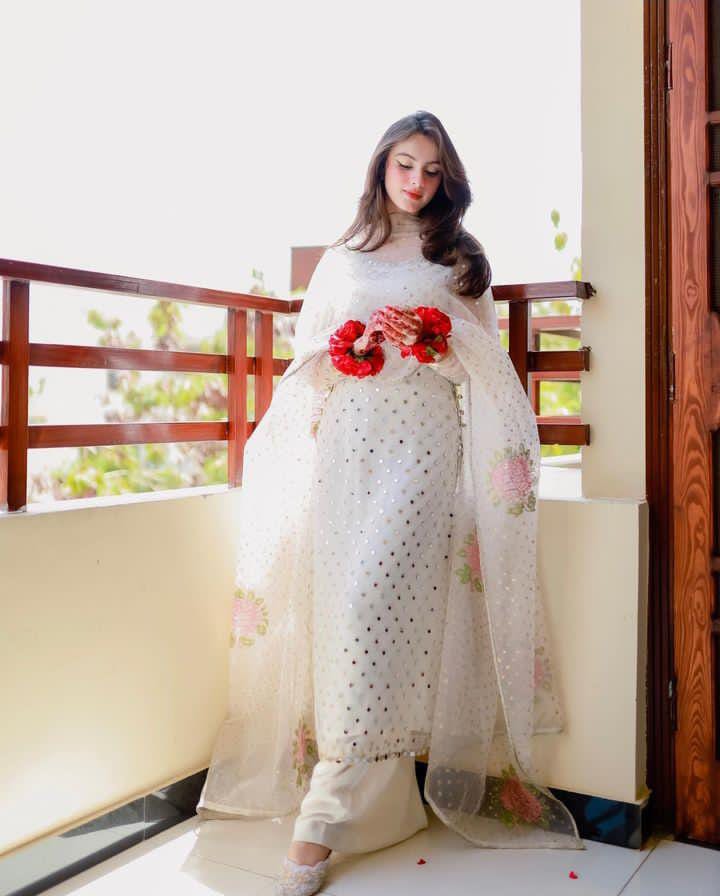 3-Piece Unstitched Mirror Work Dress – Pure Organza Shirt, Brush Dupatta & Kataan Trouser