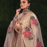 3-Piece Unstitched Mirror Work Dress – Pure Organza Shirt, Brush Dupatta & Kataan Trouser