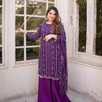 3-Piece Unstitched Fancy Suit – Chiffon Pearl Work with Silk Trouser