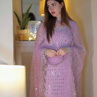 3-Piece Unstitched Fancy Chiffon Dress – Sheesha Zaari Embroidery with Border Dupatta