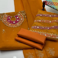 3-Piece Wedding Dress for Girls – Handmade Shirt, Kataan Trouser & Organza Dupatta