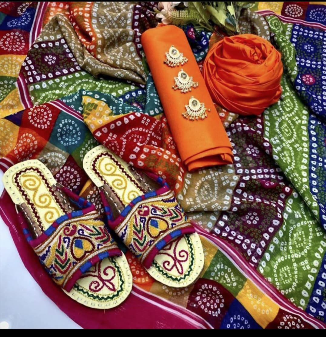 3-Piece Unstitched Kataan Silk Dress – Chunri Dupatta with Handmade Sleeper