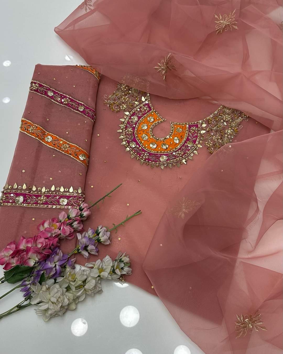 2-Piece Organza Dress – Zaari & Gotta Handwork