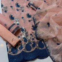 3-Piece Unstitched Khaddi Suit – Boring Work Shirt & Embroidered Jaal Dupatta