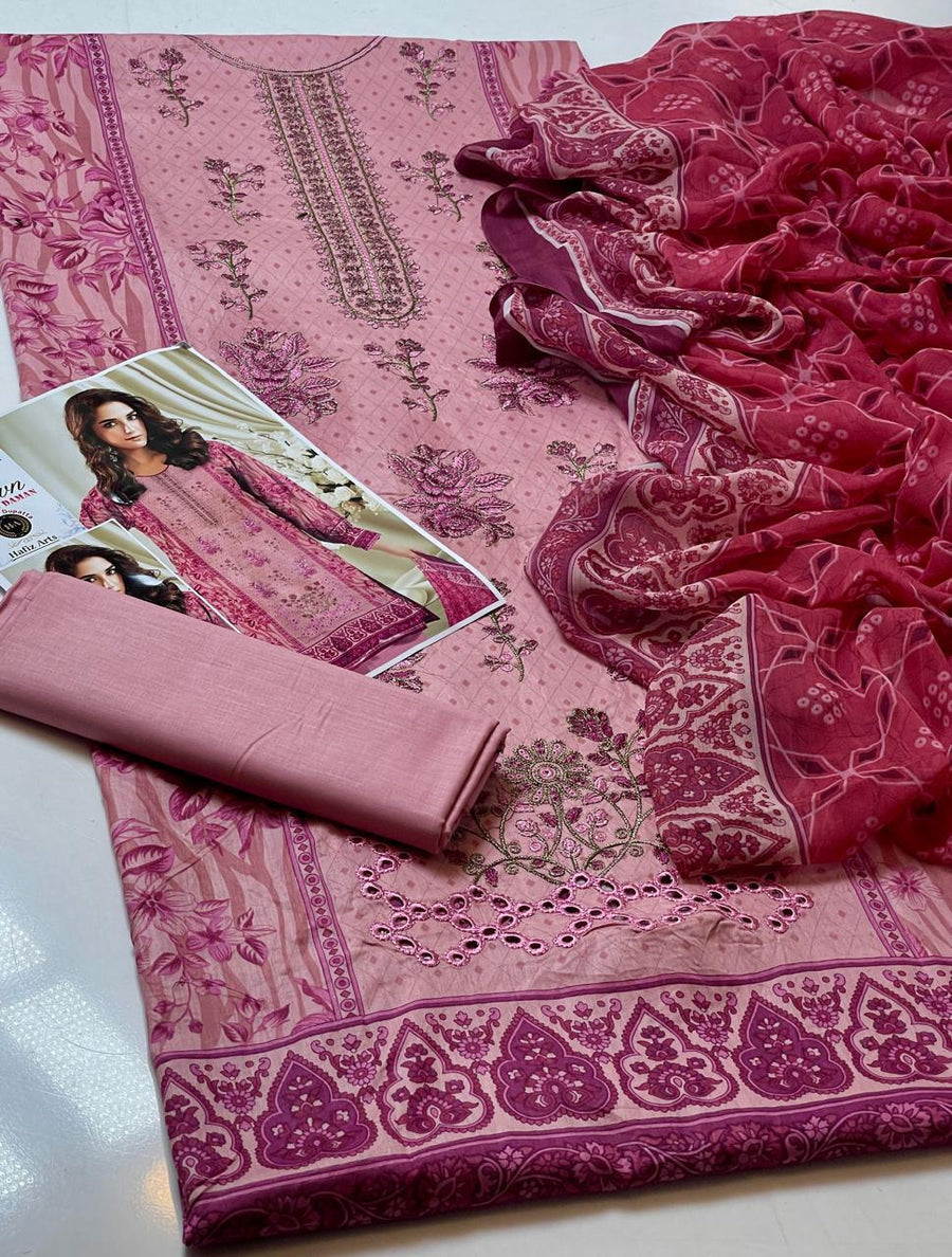 3-Piece Unstitched Lawn Suit – Digital Print Shirt & Chiffon Dupatta (Summer 2025)