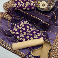 5-Piece Unstitched Wedding Dress – Georgette Shirt, Masoori Trouser, Organza Dupatta with Khussa & Clutch