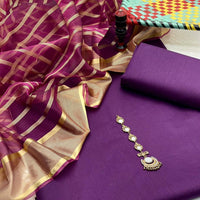 3-Piece Unstitched Fancy Suit – Kataan Silk with Organza Dupatta & Neckline