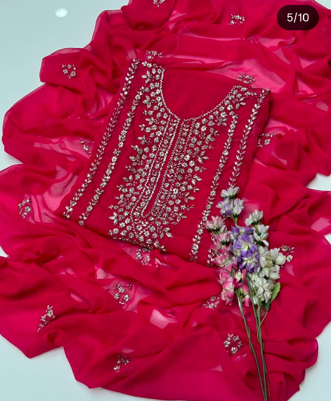 2-Piece Handmade Bember Crinkle Dress – Gotta Gala Bail Shirt & Boti Dupatta