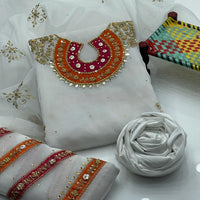 3-Piece Wedding Dress for Girls – Handmade Shirt, Kataan Trouser & Organza Dupatta