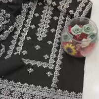 3-Piece GTM Lawn Embroidered Suit – Chiffon Dupatta with Motif & Cotton Trouser
